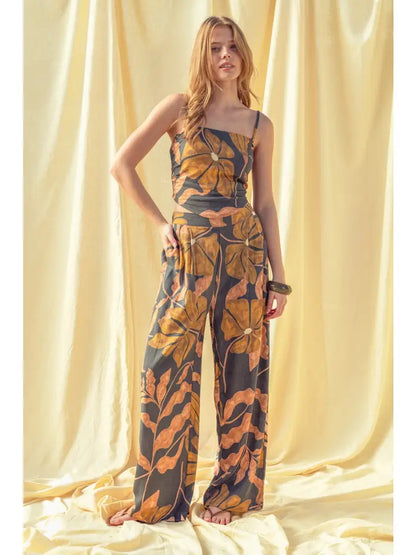 Floral Wide Leg Linen Pants