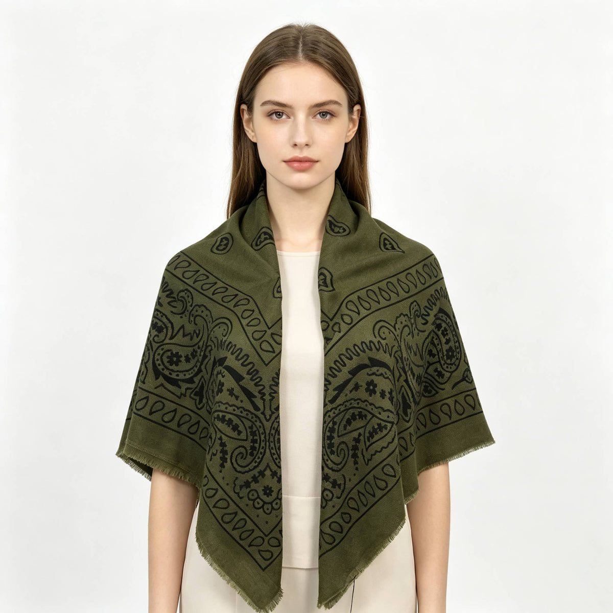 PAISLEY BIG BANDANA SQUARE NECK SCARF