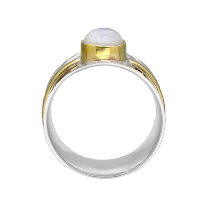 Rainbow Moonstone Sterling Silver Statement Ring