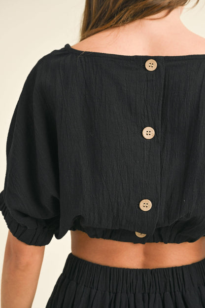 MMT998   BOAT NECK SHORT TOP
