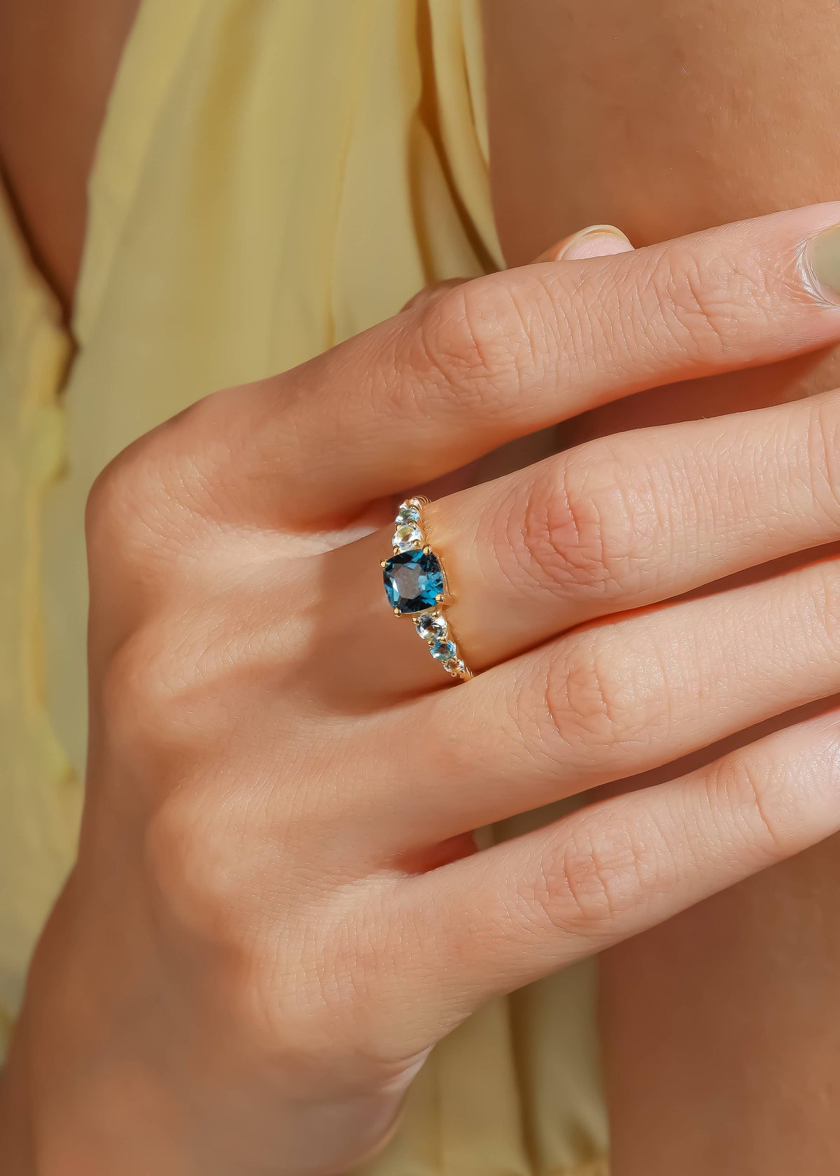 Gold Plated Silver London Blue Topaz Twist of Elegance Ring