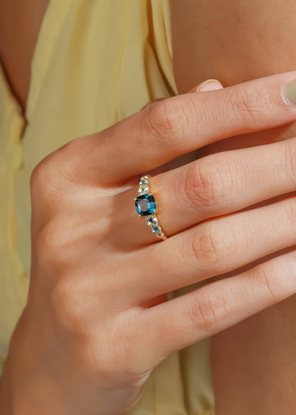 Gold Plated Silver London Blue Topaz Twist of Elegance Ring