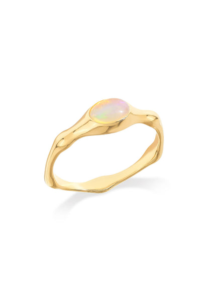 Gold Plated 925 Silver Ethiopian Opal Handcrafted Ring
