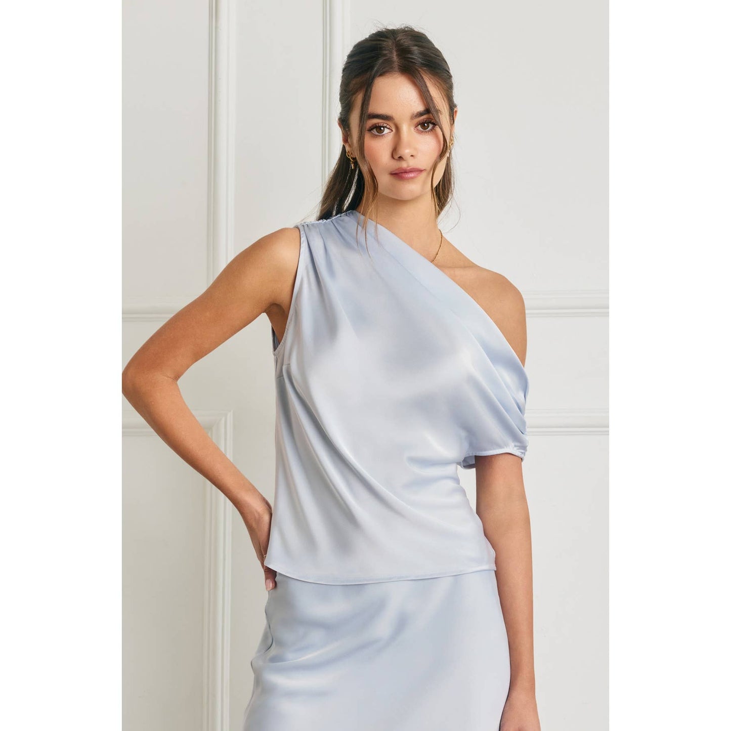 Satin Asymmetrical One Shoulder Top