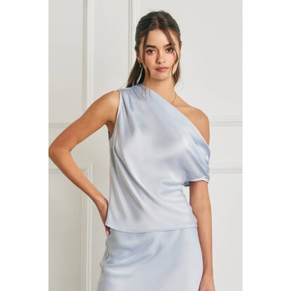 Satin Asymmetrical One Shoulder Top