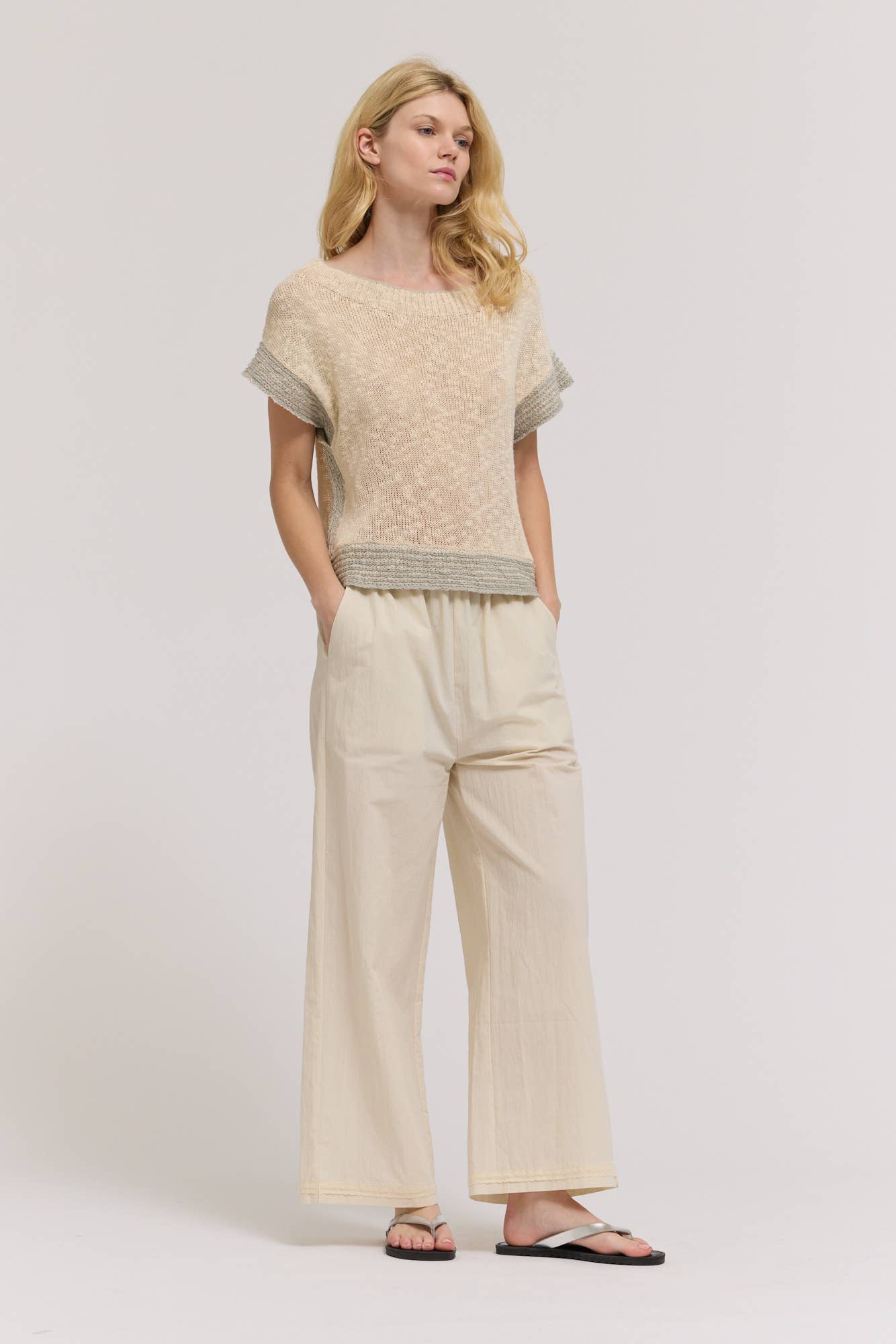 DROP SHOULDER OVERLAP SIDE SEAM KNIT TOP