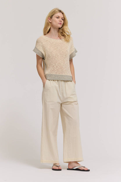 DROP SHOULDER OVERLAP SIDE SEAM KNIT TOP