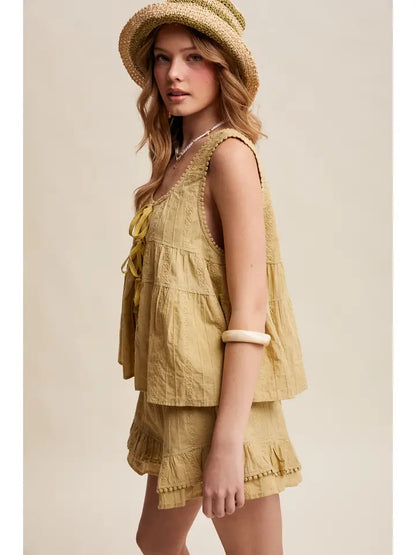 Embroidered Ruffle Set
