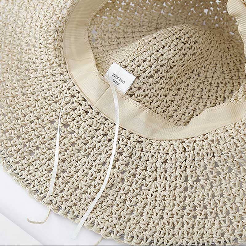 Beach Solid Color Foldable Sun Straw Hat MK2RTK6W6HAT175