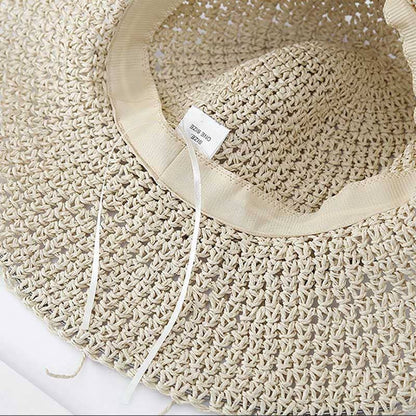 Beach Solid Color Foldable Sun Straw Hat MK2RTK6W6HAT175