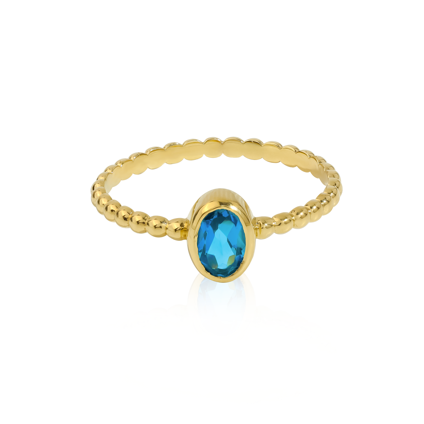 14K Gold Plated Silver London Blue Topaz Solitaire Ring