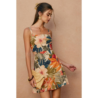 Countryside Bird Cutout Mini Dress