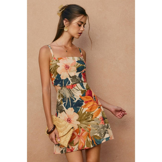 Countryside Bird Cutout Mini Dress