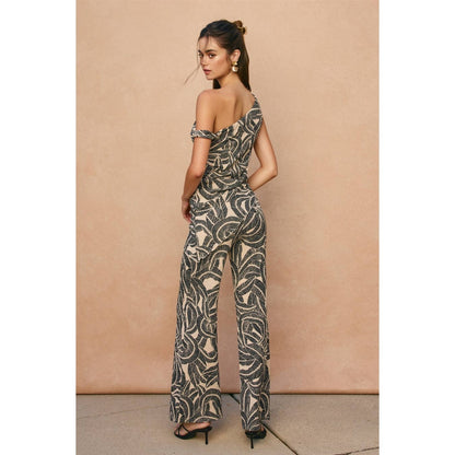 Tropical Leaf One Shoulder Asymmetrical Top