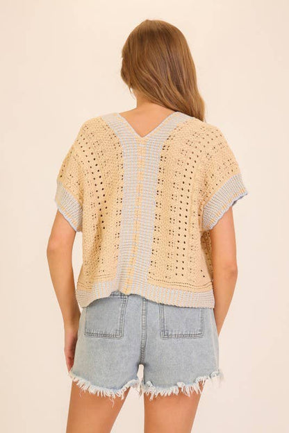 Coastal Breeze Tie-Front Knit Top