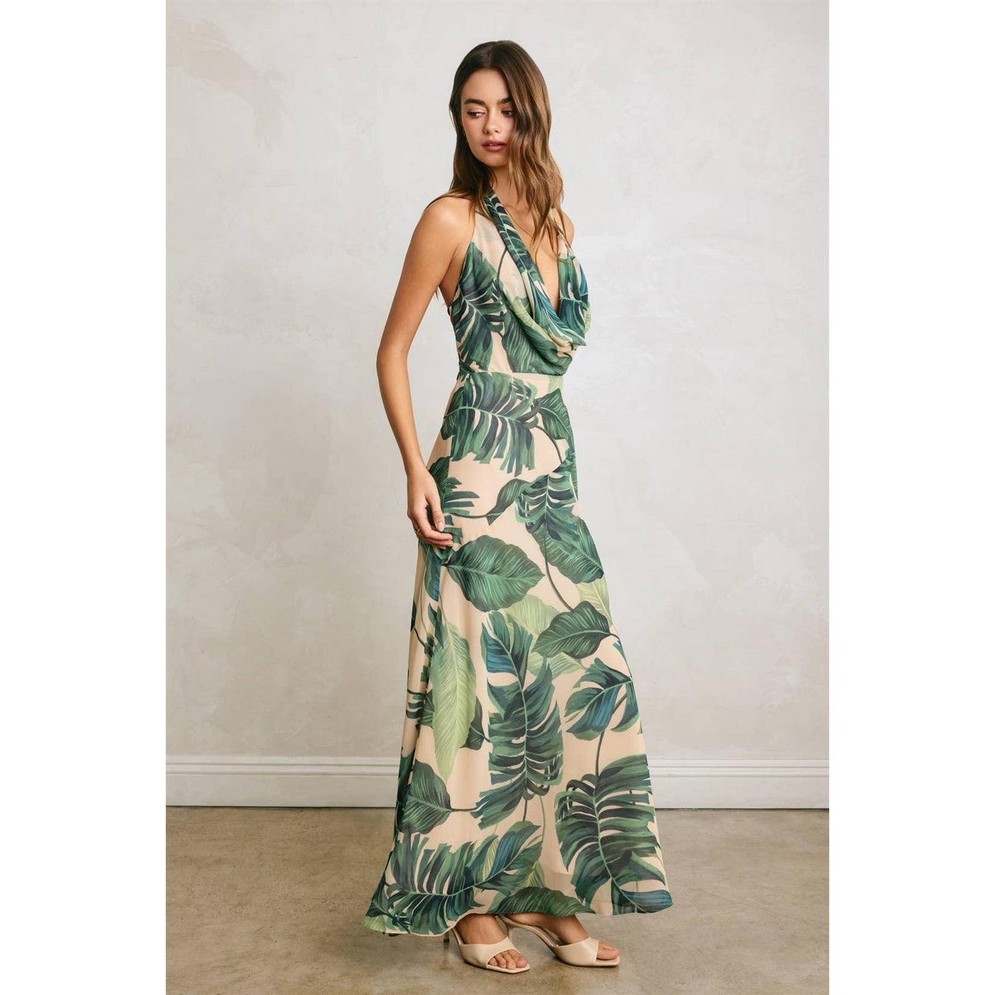 Hidden Oasis Metal Trim Cowl Dress