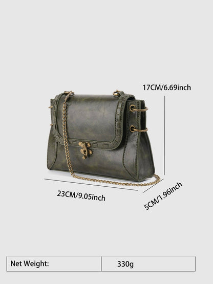 Retro Metal Buckle Leather Square Shoulder Bag