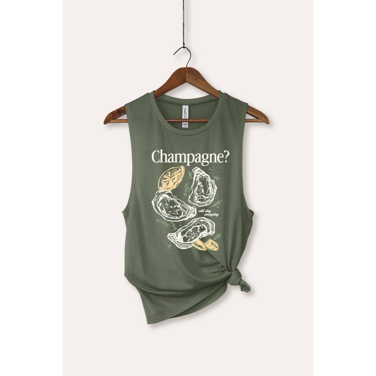 Champagne Oyster Coastal Graphic Women's Jersey Tank Top