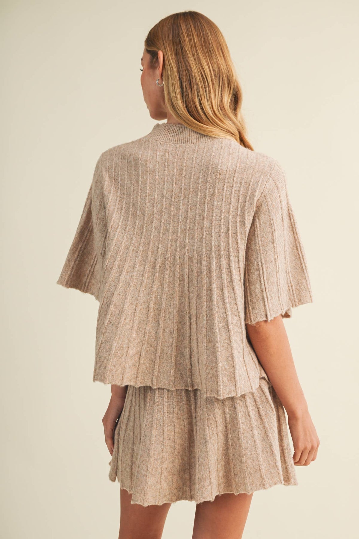 Bell Sleeve Wide-Rib Knit Pullover
