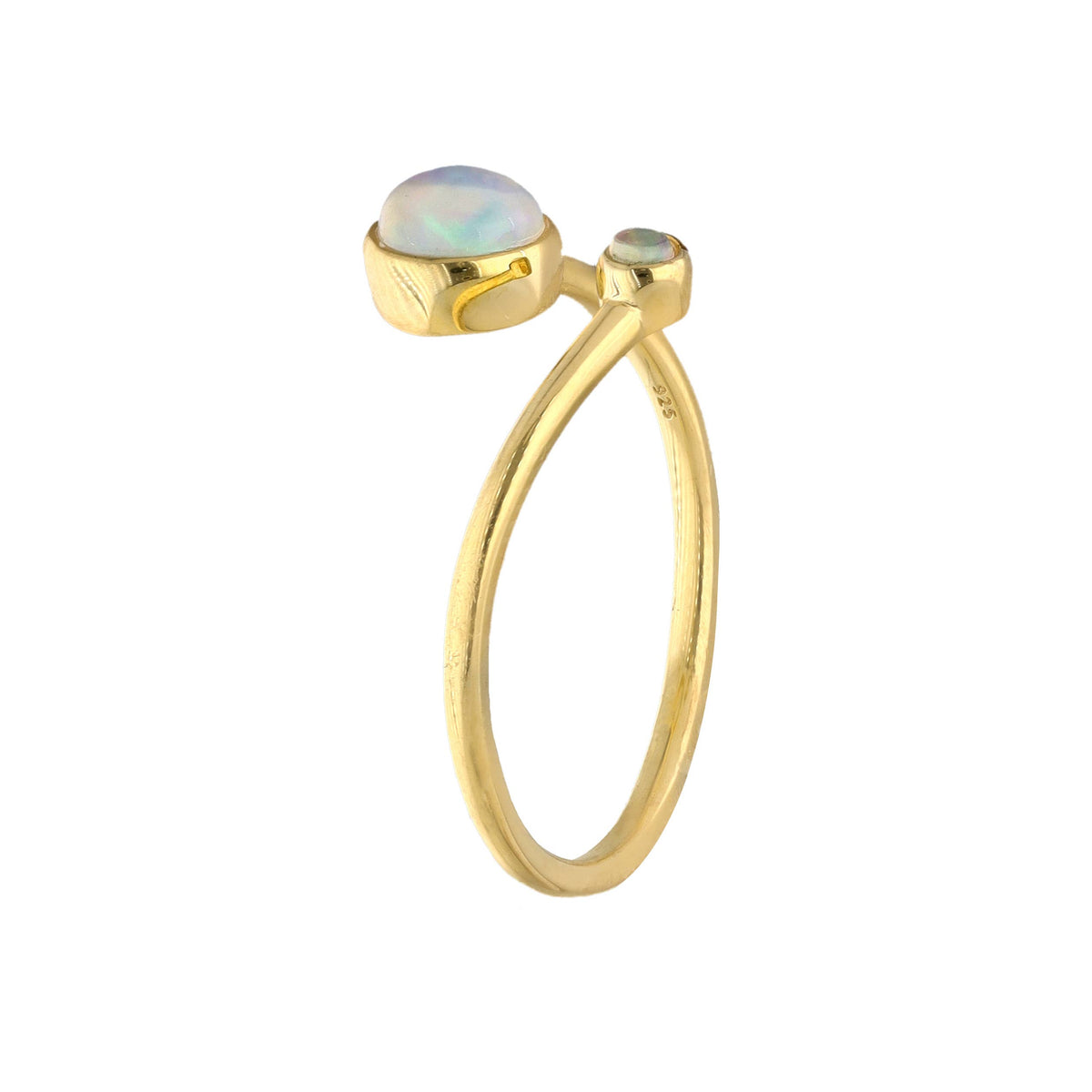 Gold Plated Over silver Ethiopian Opal Bypass Ring