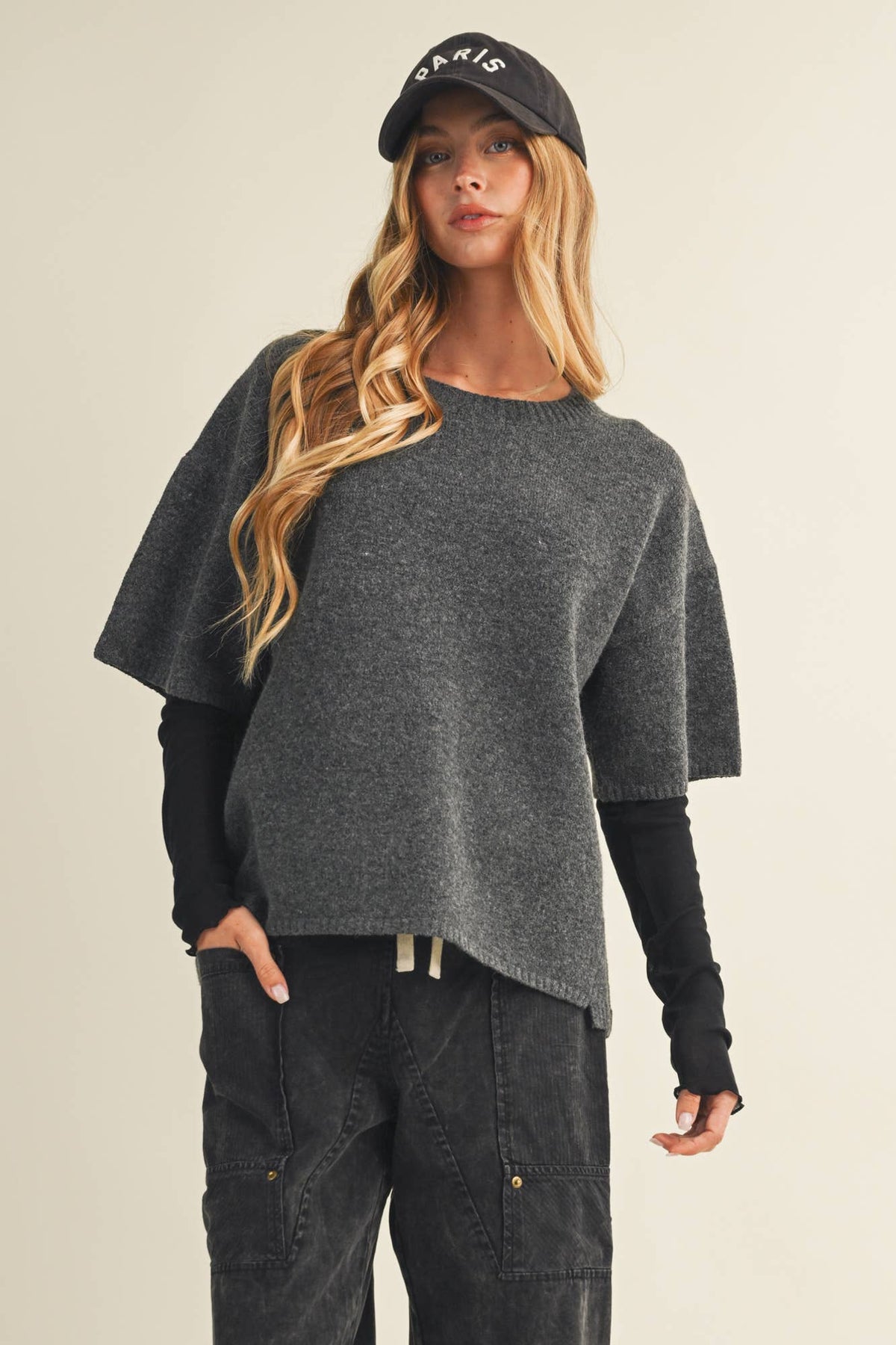 Center-Seam Boxy Drop-Shoulder Pullover