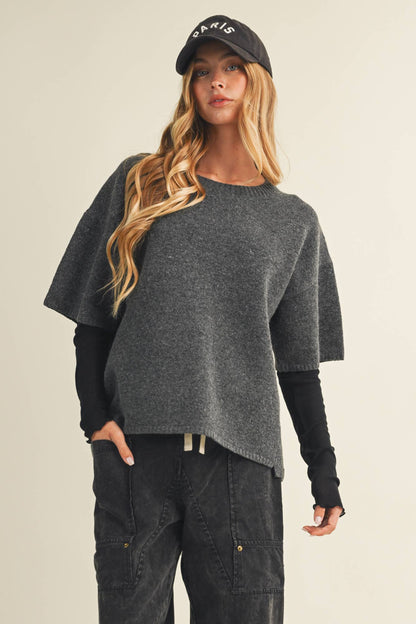 Center-Seam Boxy Drop-Shoulder Pullover