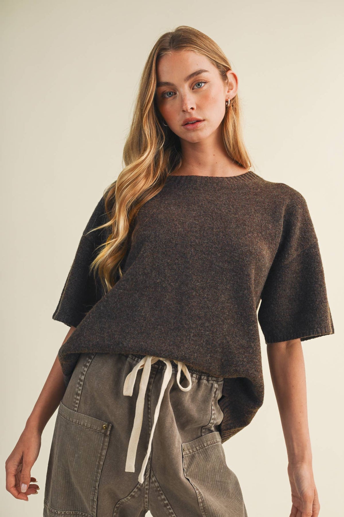 Center-Seam Boxy Drop-Shoulder Pullover
