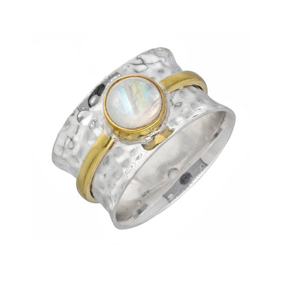 Rainbow Moonstone Sterling Silver Statement Ring