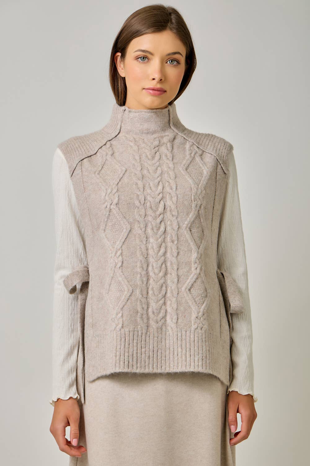 Cable Knit Mohair Side Tie Vest