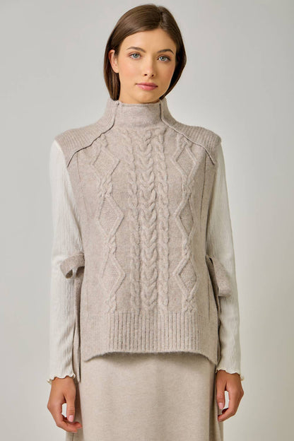 Cable Knit Mohair Side Tie Vest