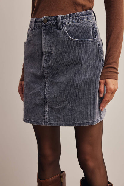 Stretch Corduroy Mini Skirt