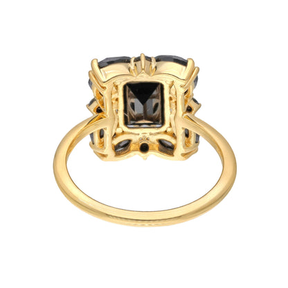 Gold Plated Over 925 Silver Black Onyx Solitaire Ring