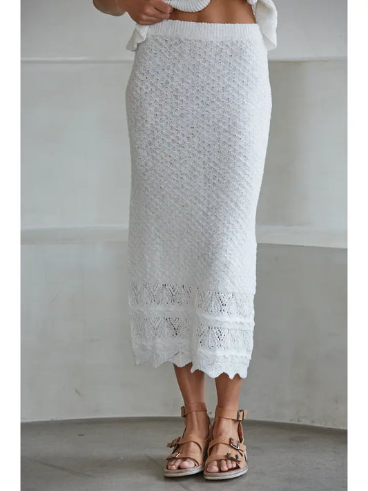 Crochet White Midi Skirt