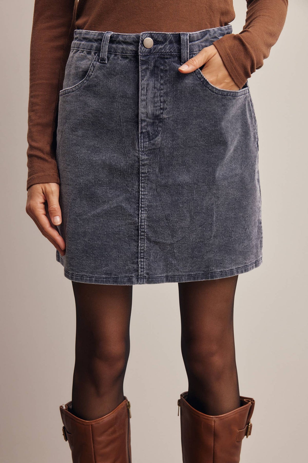 Stretch Corduroy Mini Skirt