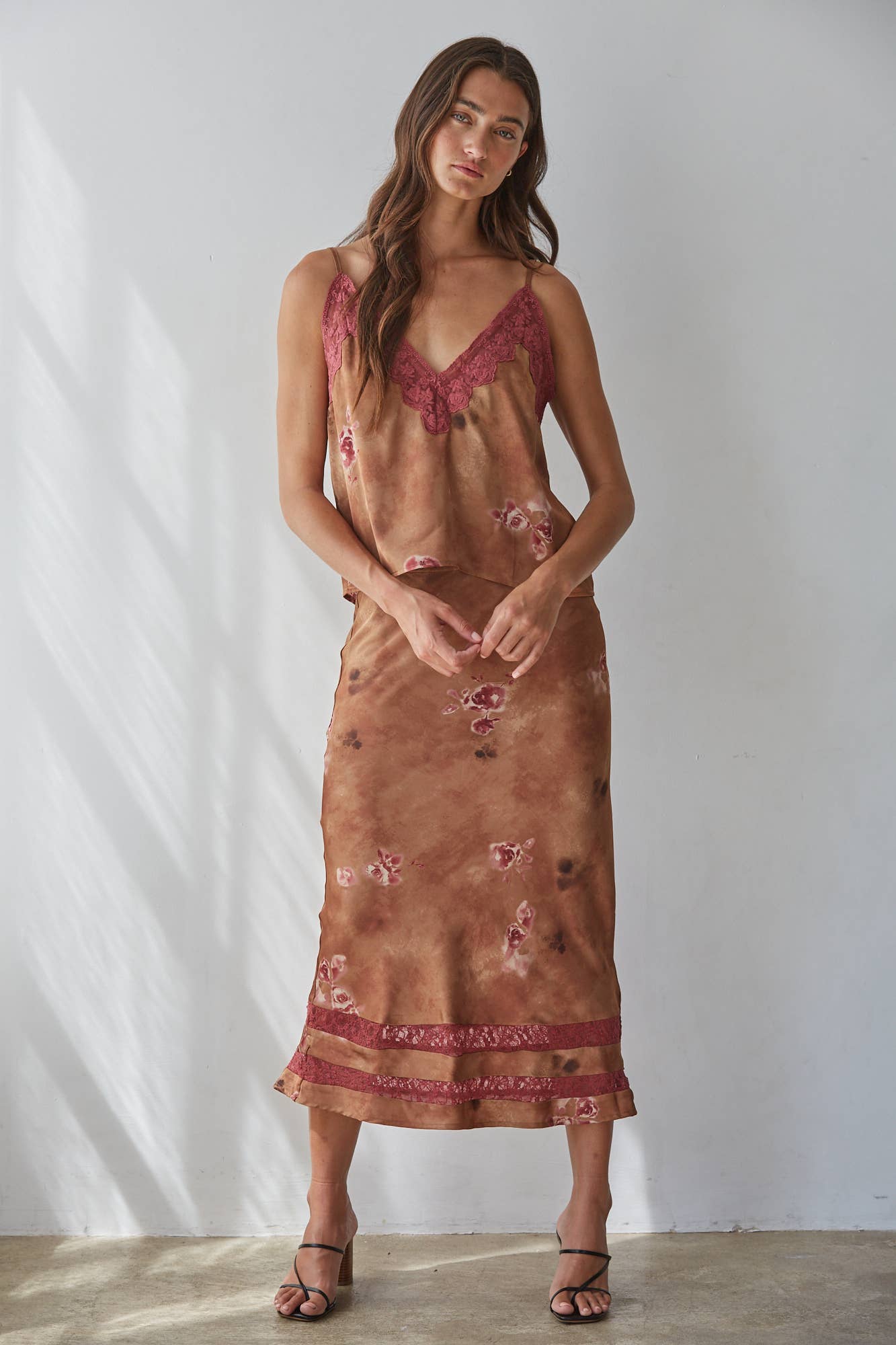 Woven Polyester Floral Print Maxi Skirt
