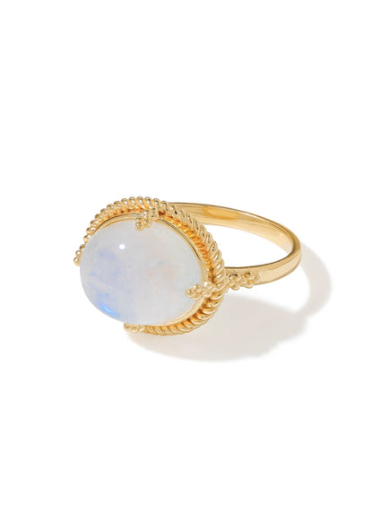 Artisan Braid Rope Detail Moonstone Gold Plated Ring