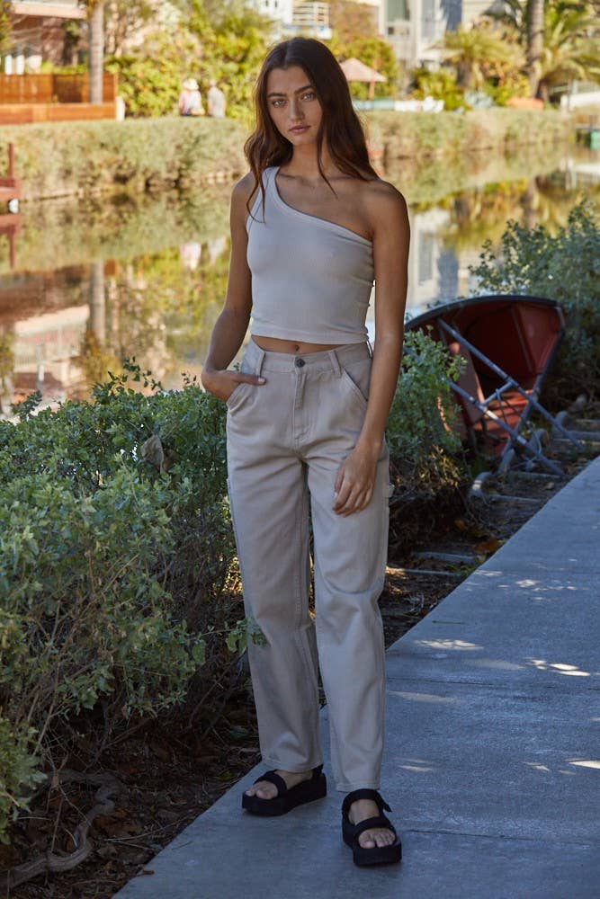 Seamless One Shoulder Ribbed Top