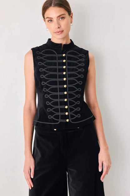 A velvet military style vest