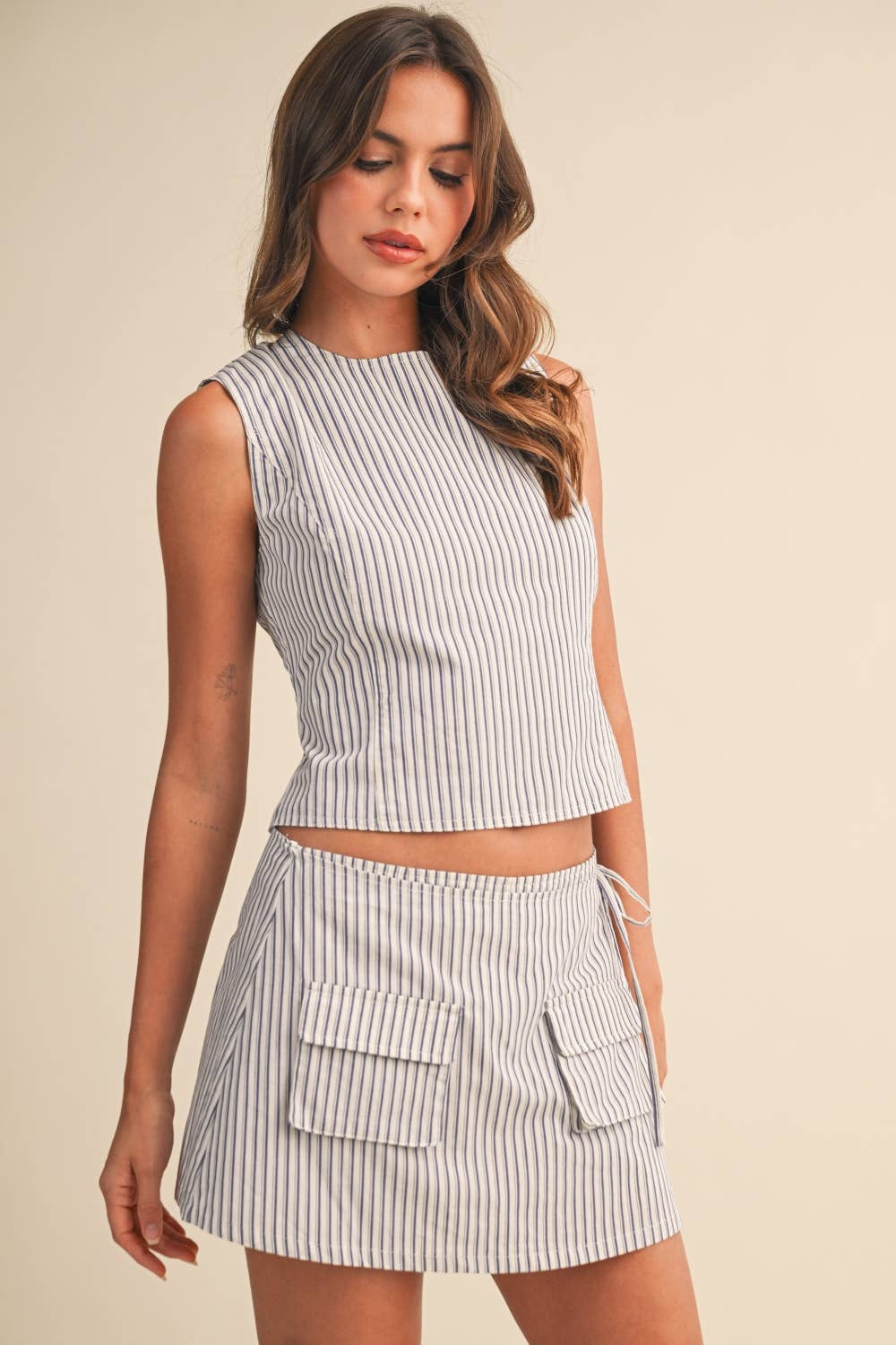 OPEN BACK TOP WITH STRAP AND SKORT SET