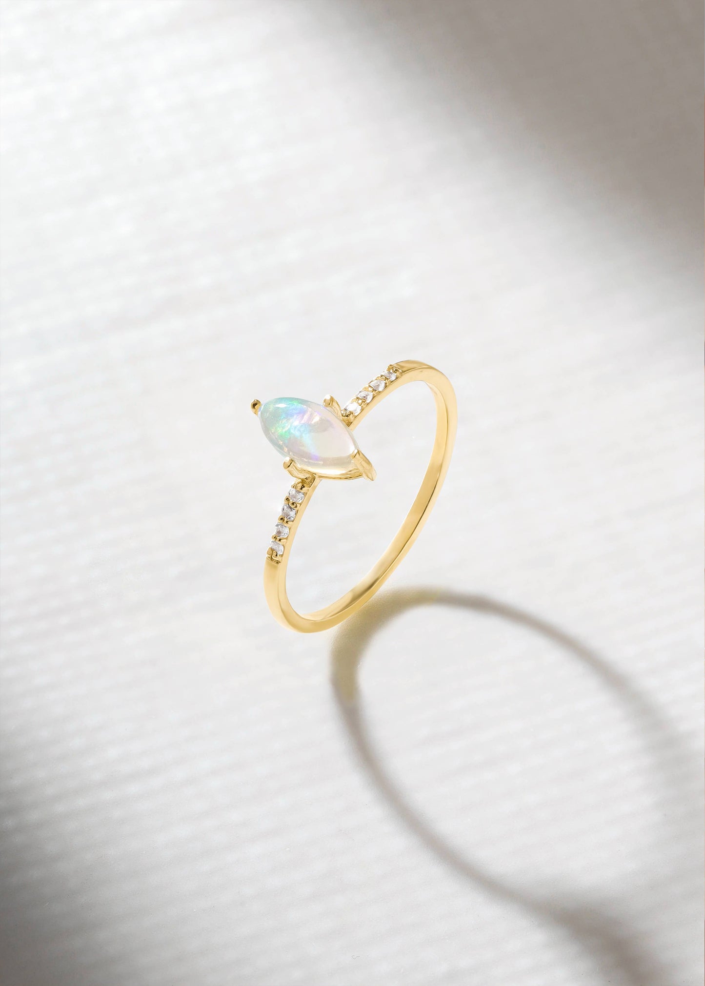 Gold Plated Silver Marquise Ethiopian Opal Ring with Accents