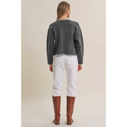CRISP AIR SOFT BRUSH WOOL BLEND SWEATER CARDIGAN JACKET