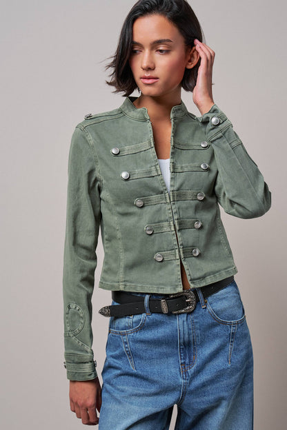 Military Double-Button Stretch Cotton Jacket