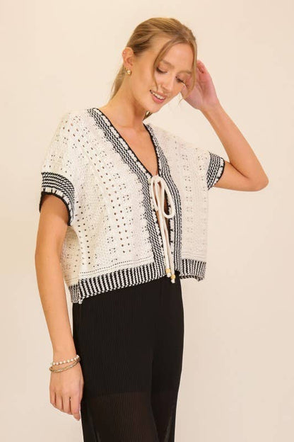 Coastal Breeze Tie-Front Knit Top