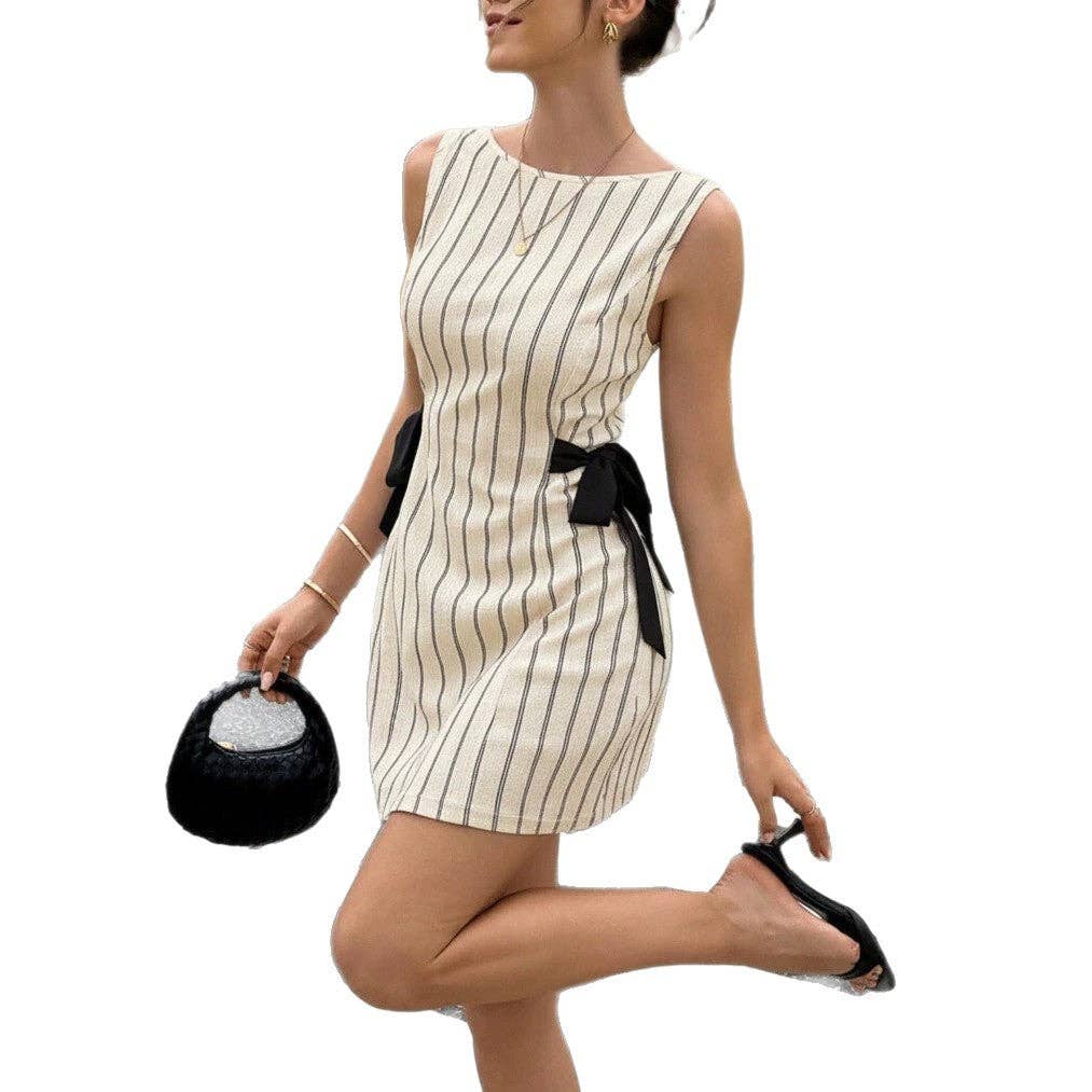 Round Neck Loose Fit Double Side Bow Coquette Dress