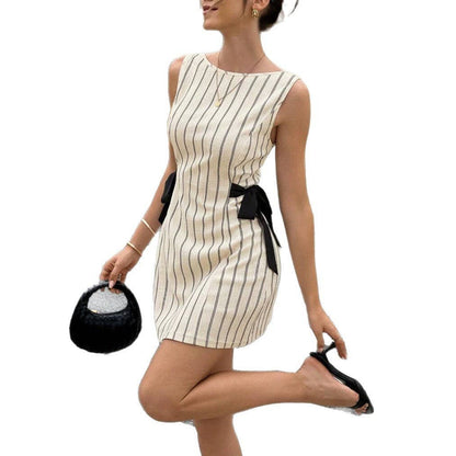 Round Neck Loose Fit Double Side Bow Coquette Dress