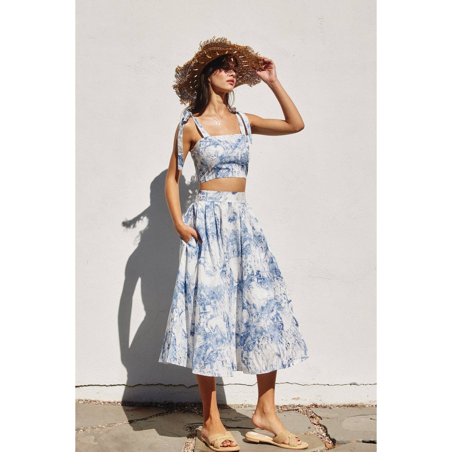 Coastline Tie shoulder Crop Top