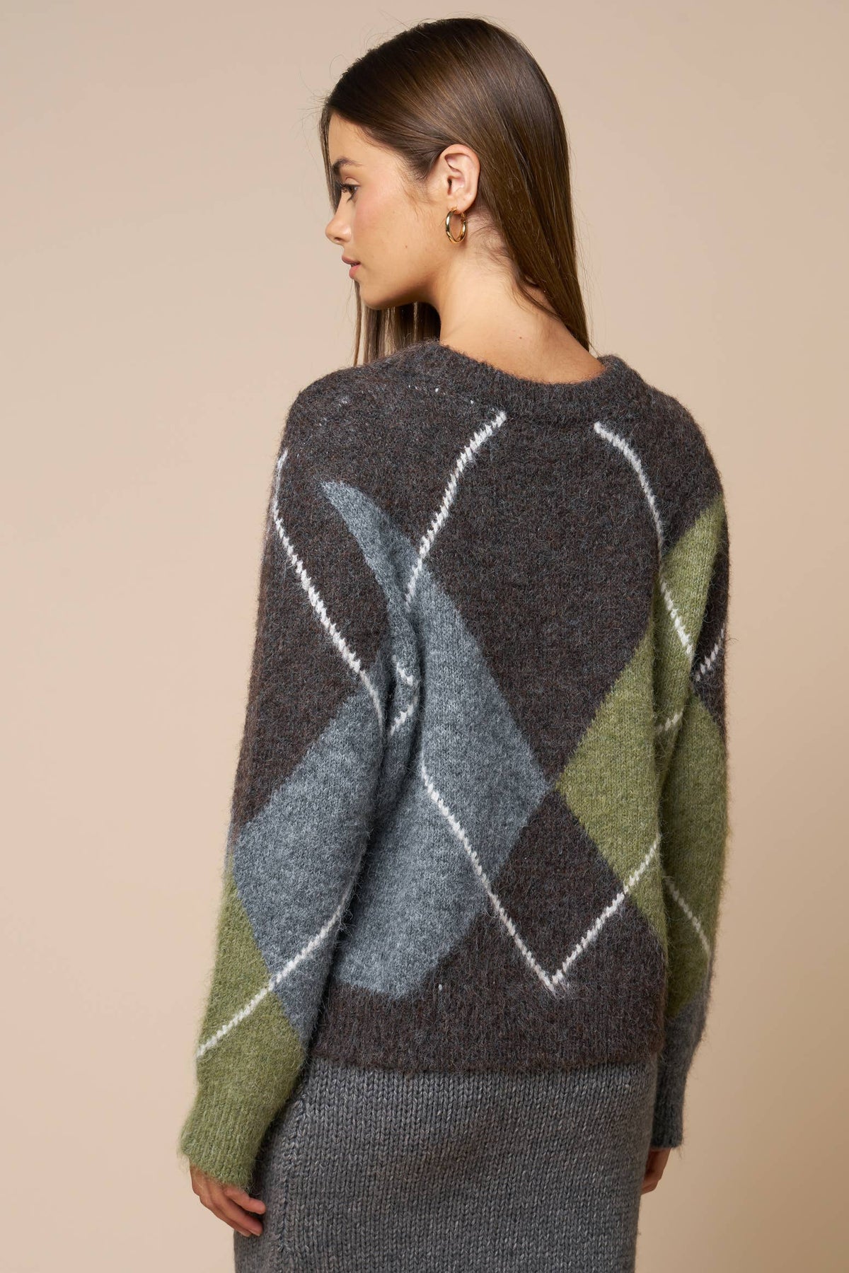 Argyle Long Sleeve Crewneck Sweater
