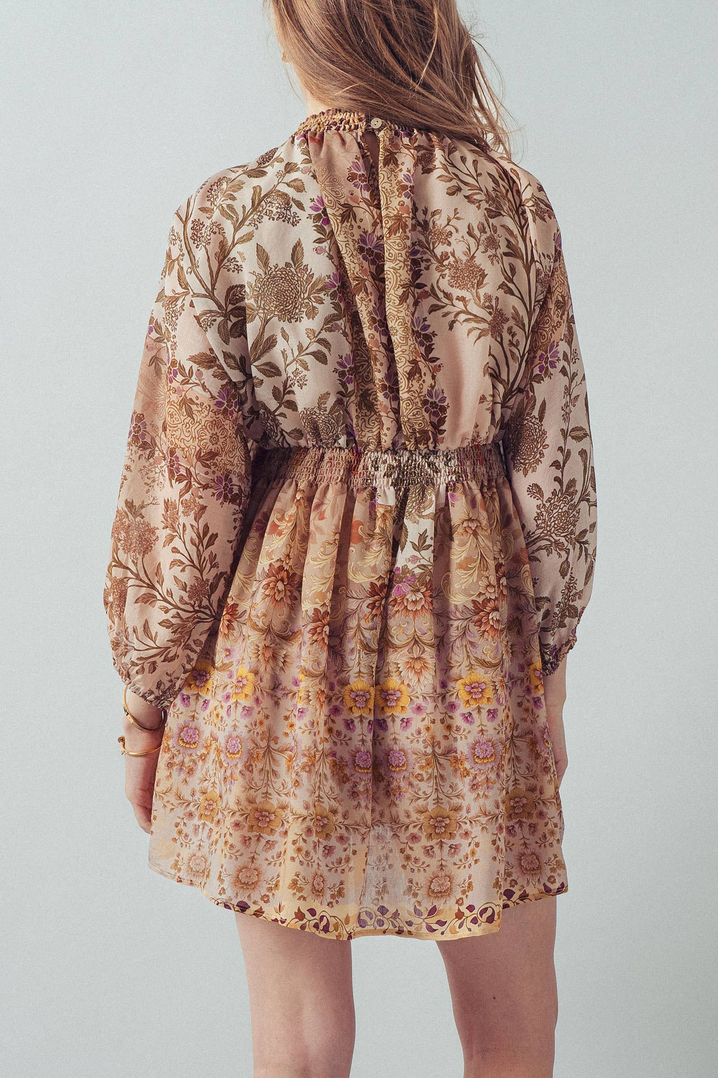 Boho Smocked Waist Mini Dress