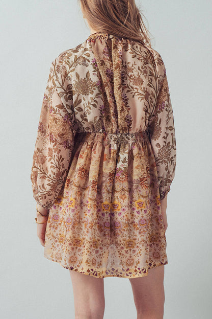 Boho Smocked Waist Mini Dress