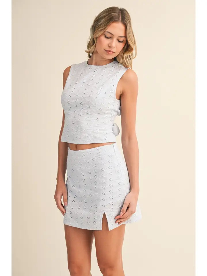 White Eyelet Matching Set